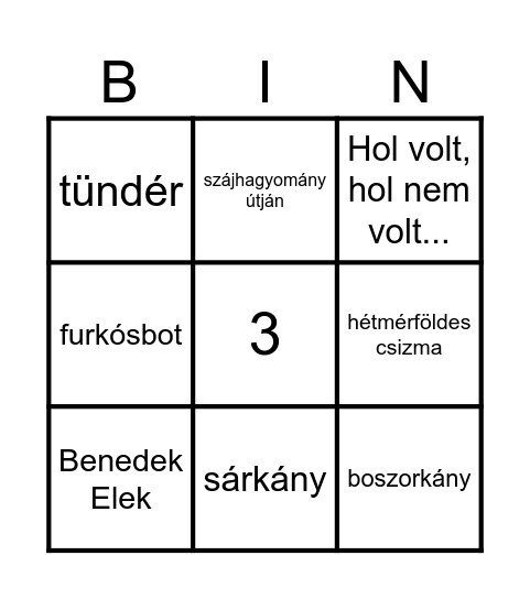 Magyar népmesék Bingo Card