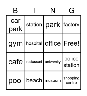 TOWN AND CITIES Bingo Card
