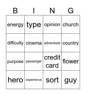 Teamwork Unit 3 Bingo Card