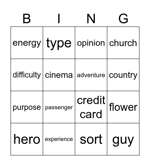 Teamwork Unit 3 Bingo Card