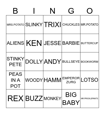 TOY STORY Bingo Card