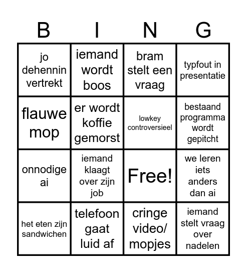studios teamdag Bingo Card
