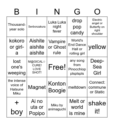 miku expo 2026 PARIS Bingo Card