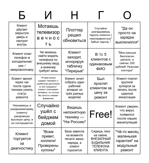 Менеджер НБС Bingo Card