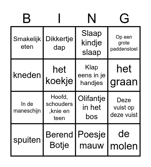 Muziek bingo Card