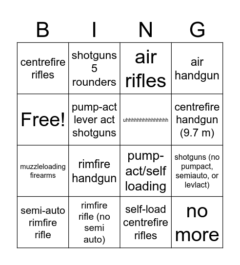 which gun will become illegal Bingo Card