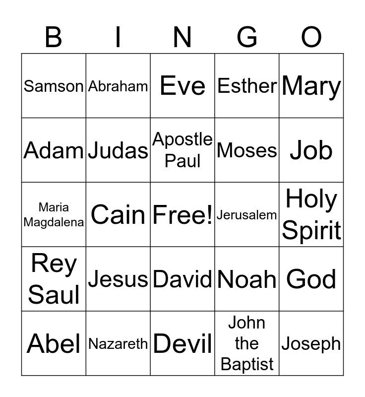 Church Bingo Card