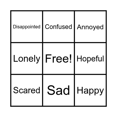 Emotions Bingo Card