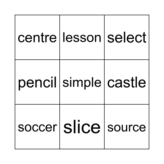 Pencils 's' phoneme Bingo Card