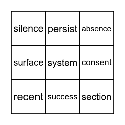 Pens 's' phoneme Bingo Card