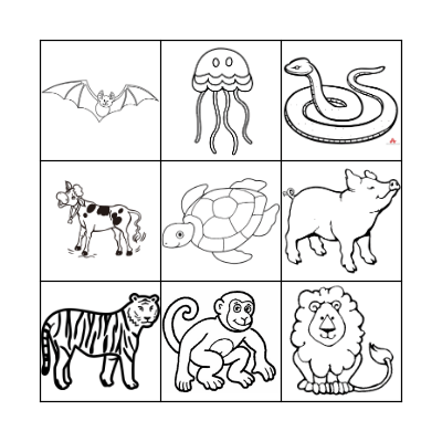 ANIMALS Bingo Card