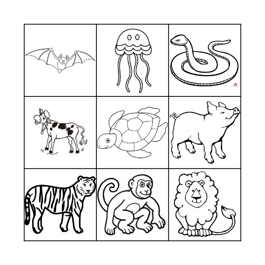 ANIMALS Bingo Card