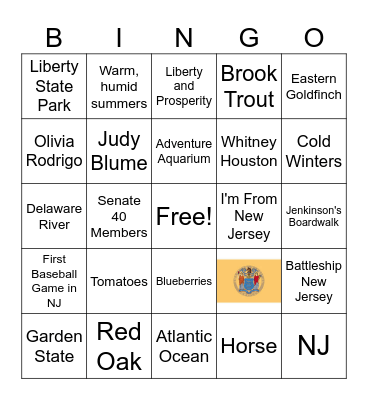 New Jersey Bingo Card