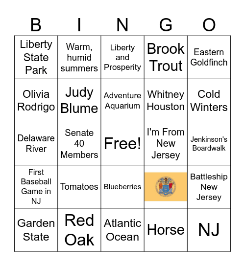 New Jersey Bingo Card