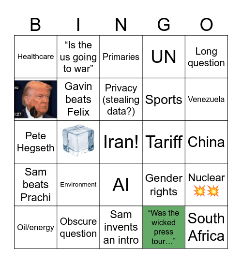 2026 PHSSL states extemp Bingo Card