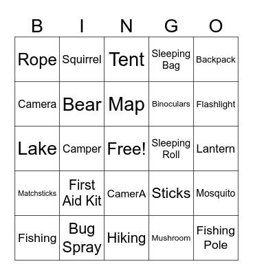 CAMPING Bingo Card