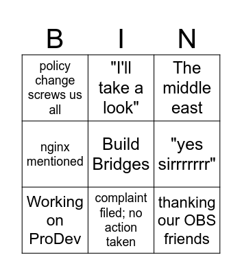 Meeting Bingo Card