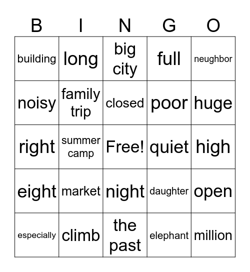 Lian's bingo Card