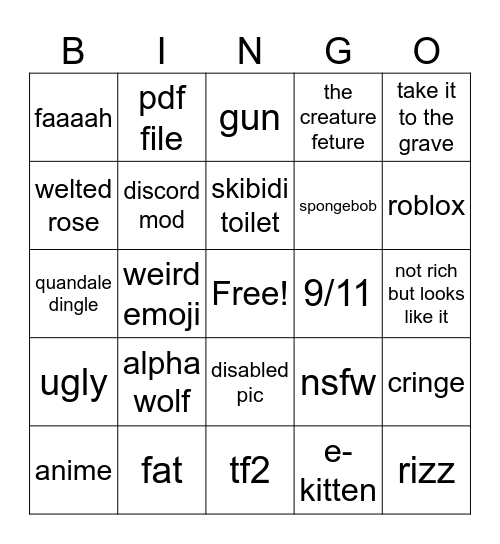 weird videos bingo Card