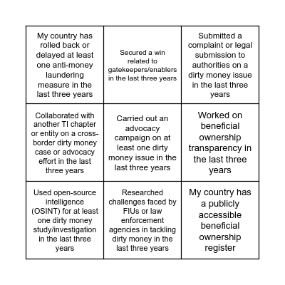 DIRTY MONEY BINGO Card