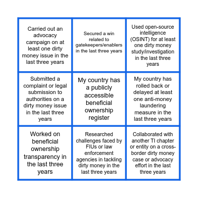 DIRTY MONEY BINGO Card