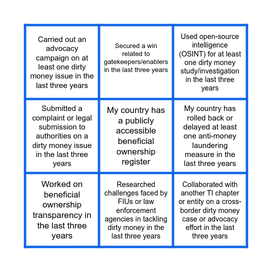 DIRTY MONEY BINGO Card