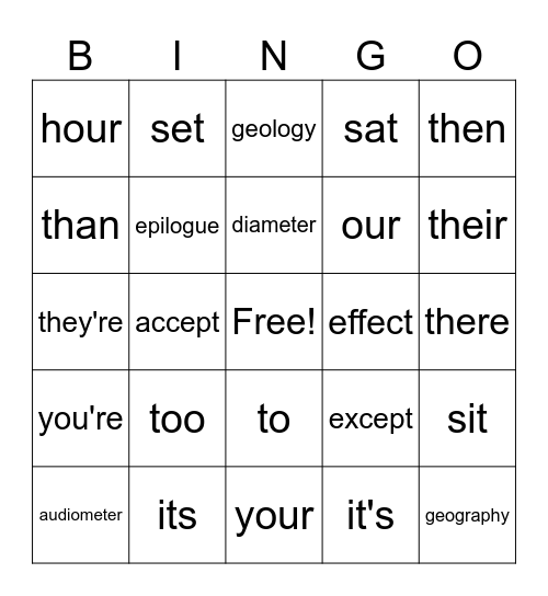Unit 4 Lesson 1 Bingo Card