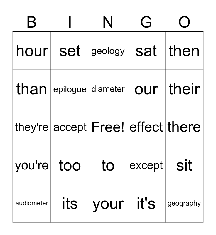Unit 4 Lesson 1 Bingo Card