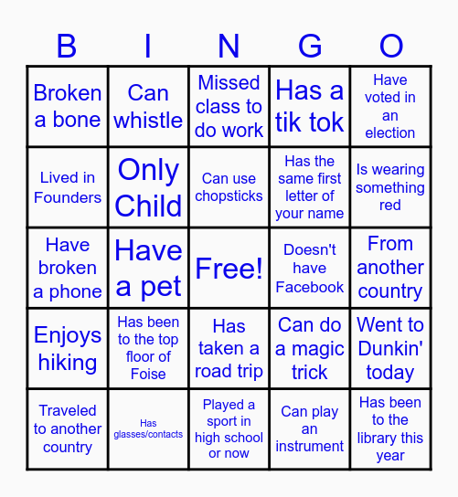 "Find Someone Who" Bingo Card