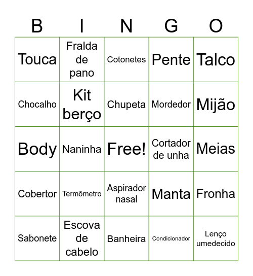 Chá de bebê Bingo Card