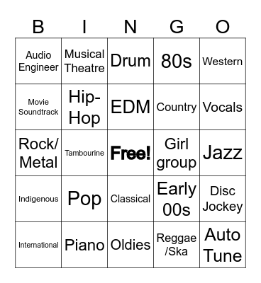 Music Bingo Card