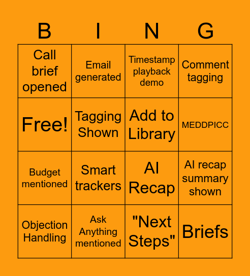 Going Gong! Bingo Card