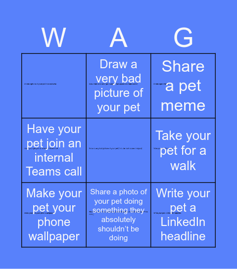 Sprint 2: Complete Your WAGs Bingo Card