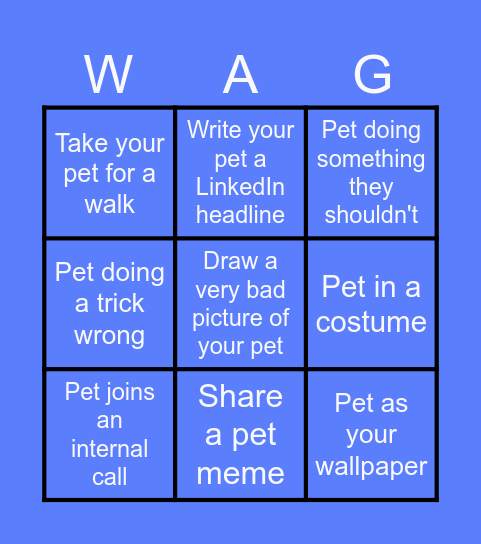 Sprint 2: Complete Your WAGs Bingo Card