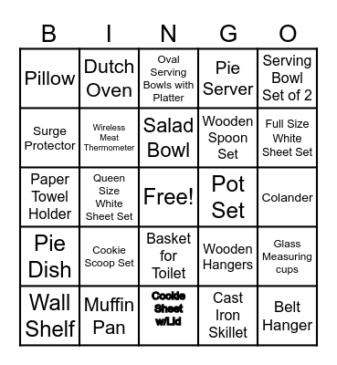 Bridal Bingo Card