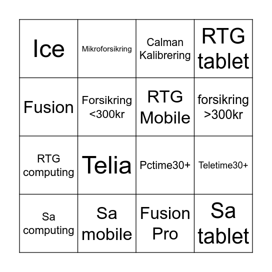 Tjeneste-Tornado Bingo Card