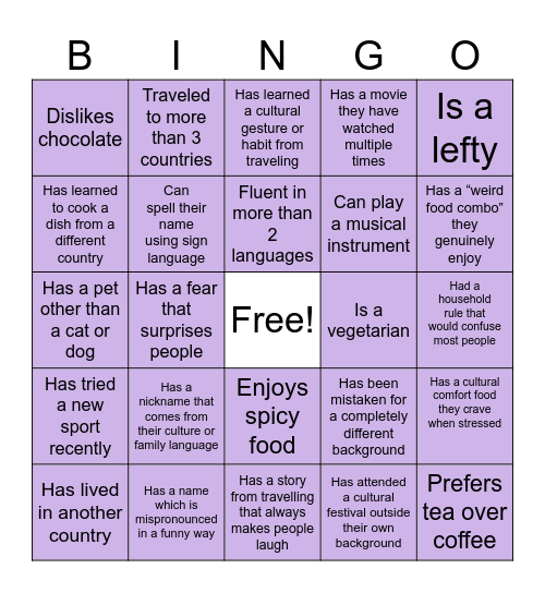Ice Breaker BINGO Card