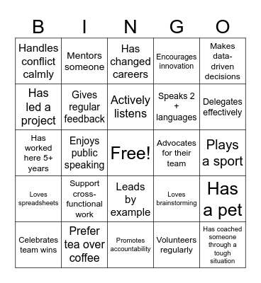 SRT Employee Engagement Bingo Card