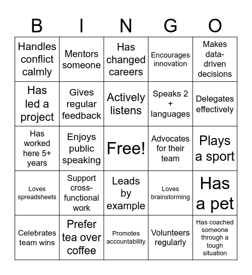 SRT Employee Engagement Bingo Card