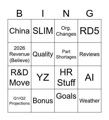 BINGO Card
