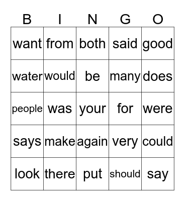 Set 3 High Frequency Word List & Review Bingo Card