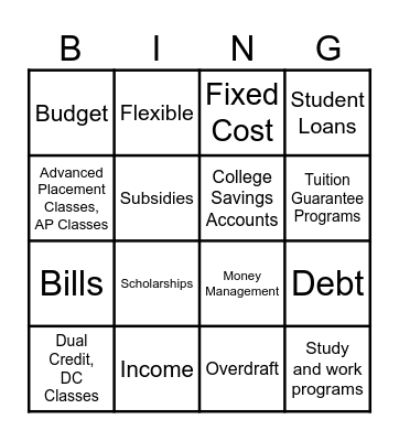 Financial Terms Bingo Card