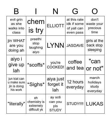 tan mei mei bingo Card