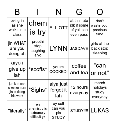 tan mei mei bingo Card