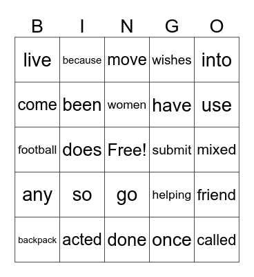 UFLI 61-70 Bingo Card