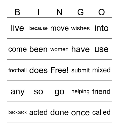 UFLI 61-70 Bingo Card