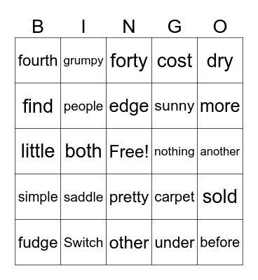 UFLI 71-80 Bingo Card