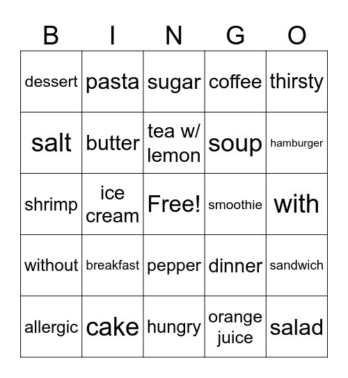 Spanish 2 List Bingo Card