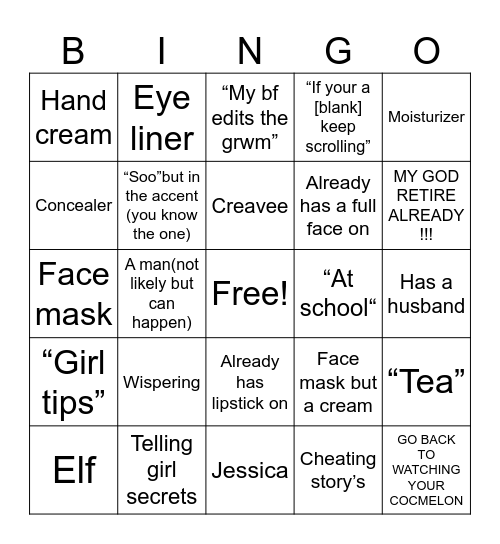 Grwm Bingo Card