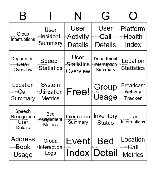 Analytics BINGO Card